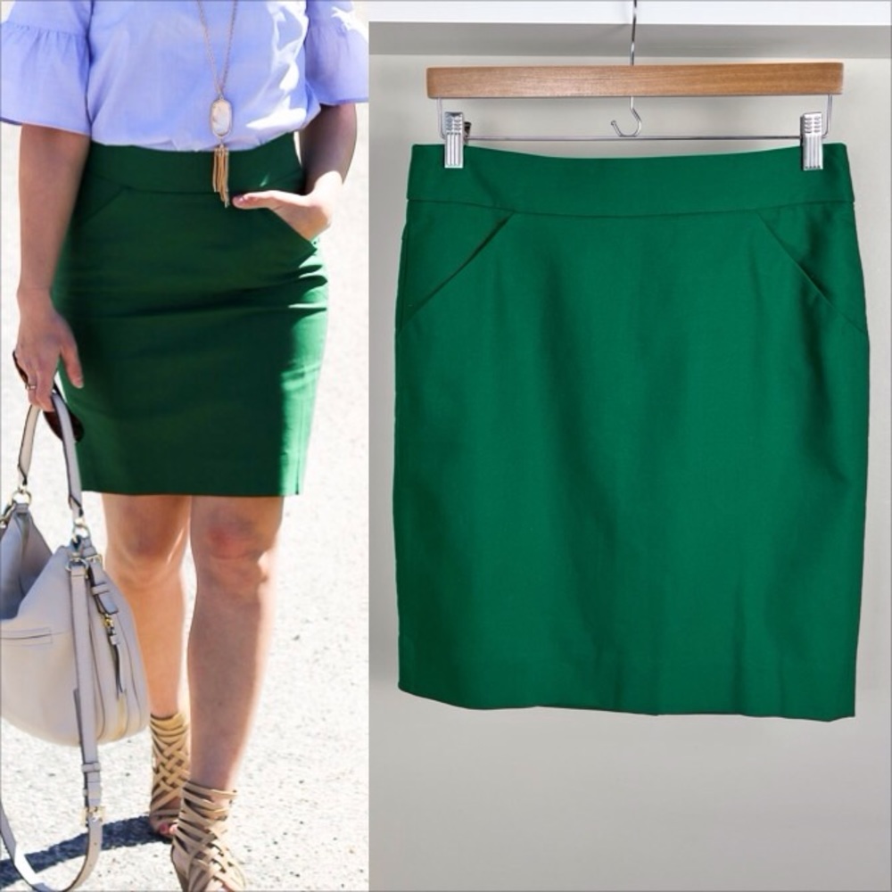 J. Crew Cotton Pencil Skirt - Picture 1 of 14